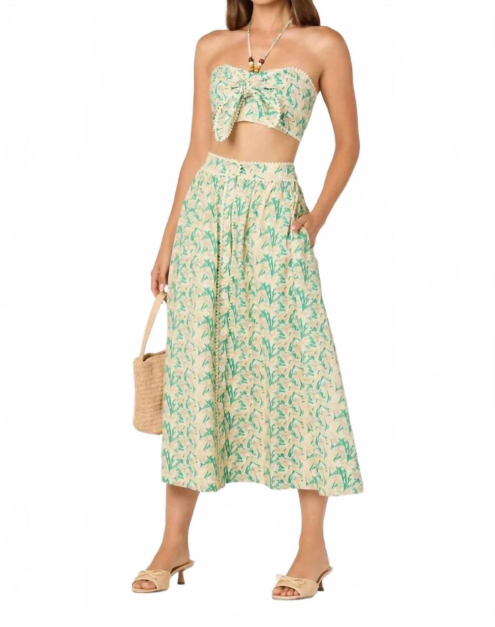 NEW ASTR keesha skirt in green pink multi